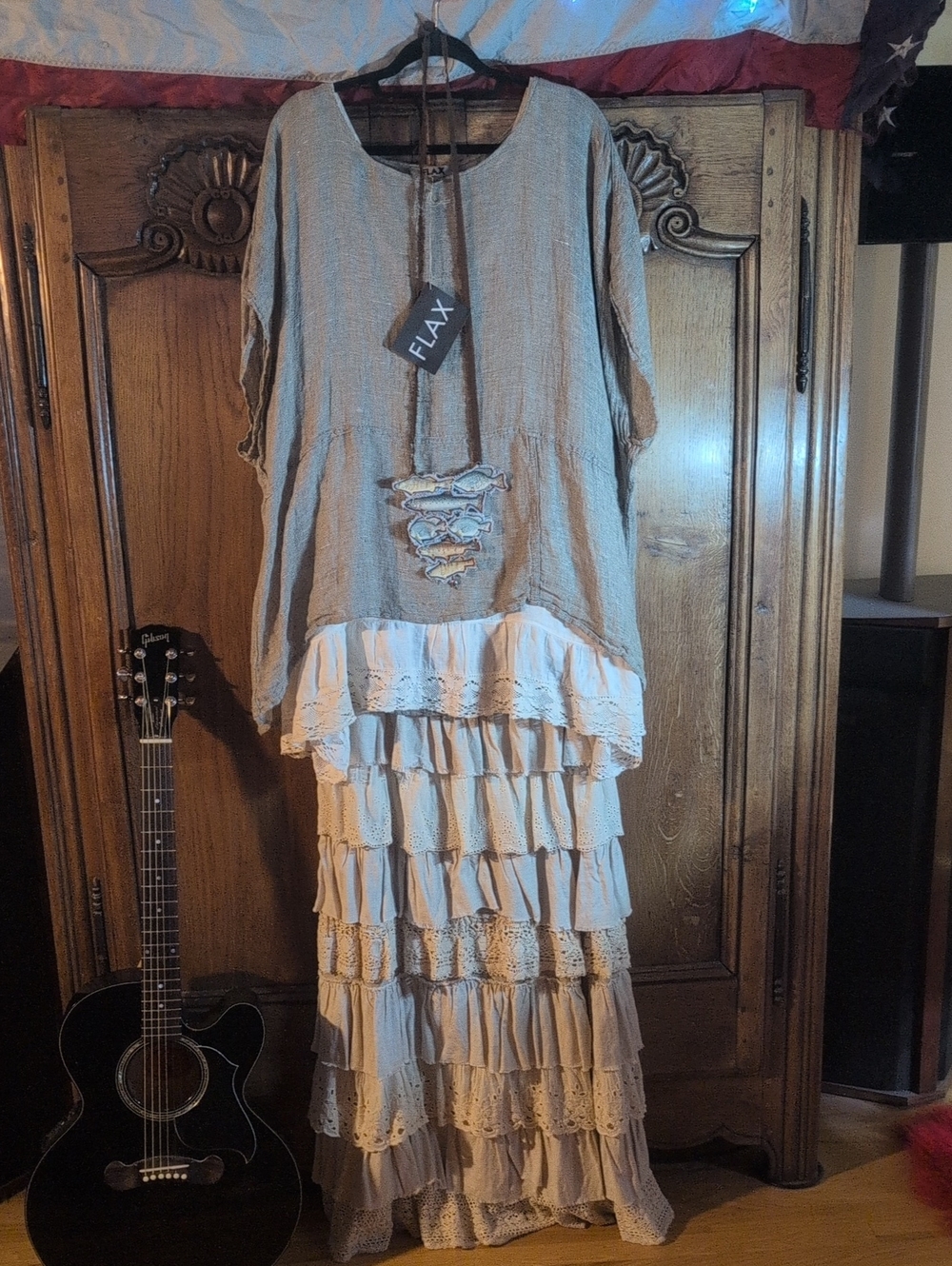 "NWTO"FLAX Raw Linen Poncho Style Tunic - Picture 9 of 9